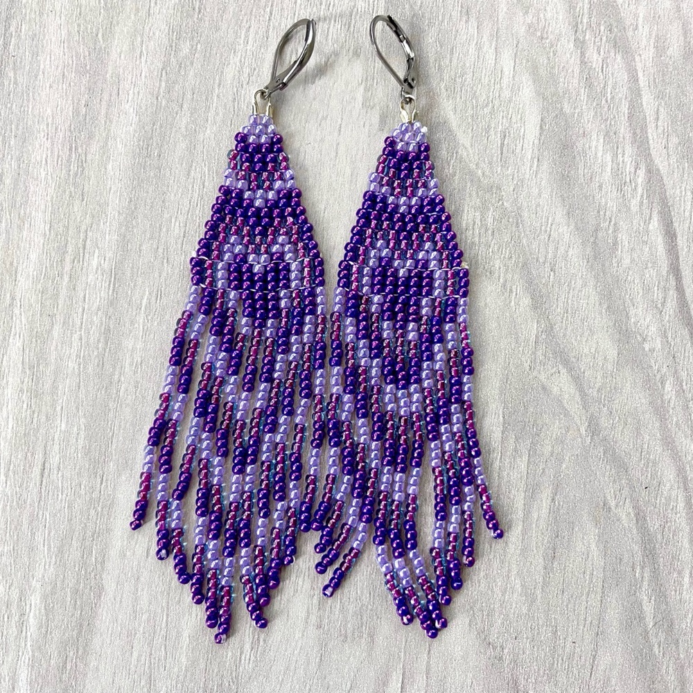 Purple Ombre Heart Earrings